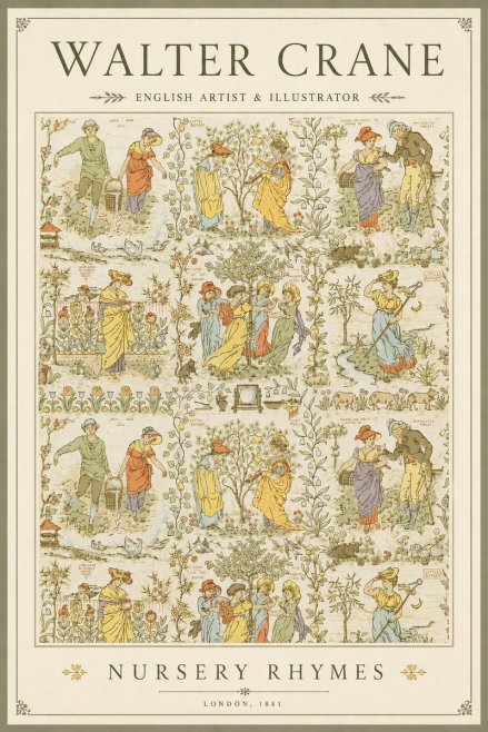 Walter Crane Nursery Rhymes No3 - Póster