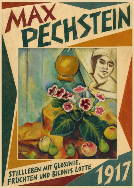Max Pechstein Stillleben Mit Gloxinie, Früchten Und Bildnis Lotte No5 - Póster