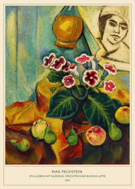 Max Pechstein Stillleben Mit Gloxinie, Früchten Und Bildnis Lotte No6 - Póster