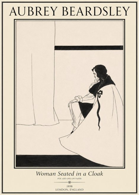 Aubrey Beardsley Woman Seated in a Cloak No1 - Póster