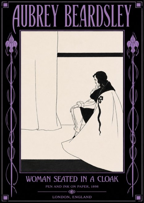 Aubrey Beardsley Woman Seated in a Cloak No4 - Póster