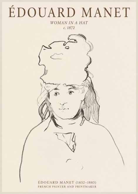 Édouard Manet Woman in a Hat No1 - Póster