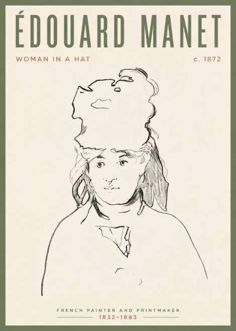 Édouard Manet Woman in a Hat No4 - Póster