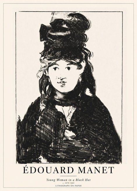 Édouard Manet Young Woman in a Black Hat II No1 - Póster