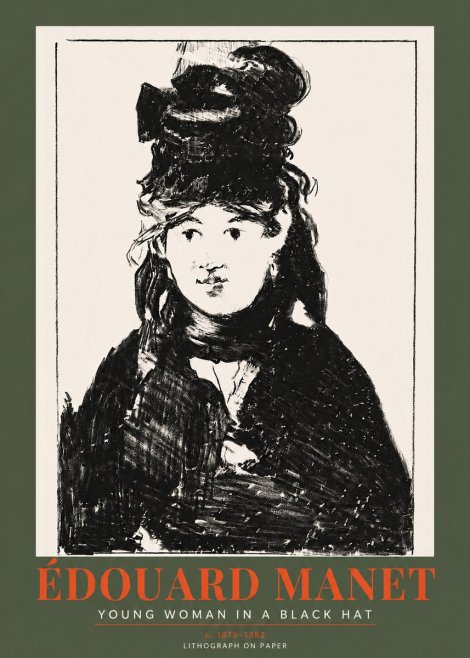 Édouard Manet Young Woman in a Black Hat II No2 - Póster