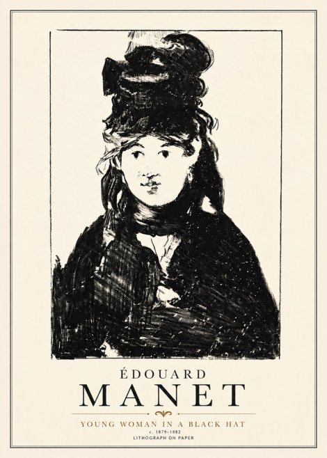 Édouard Manet Young Woman in a Black Hat II No4 - Póster