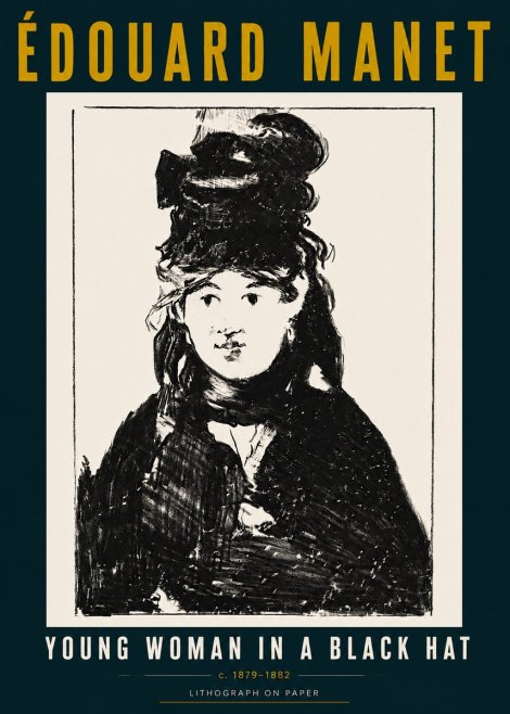 Édouard Manet Young Woman in a Black Hat II No5 - Póster