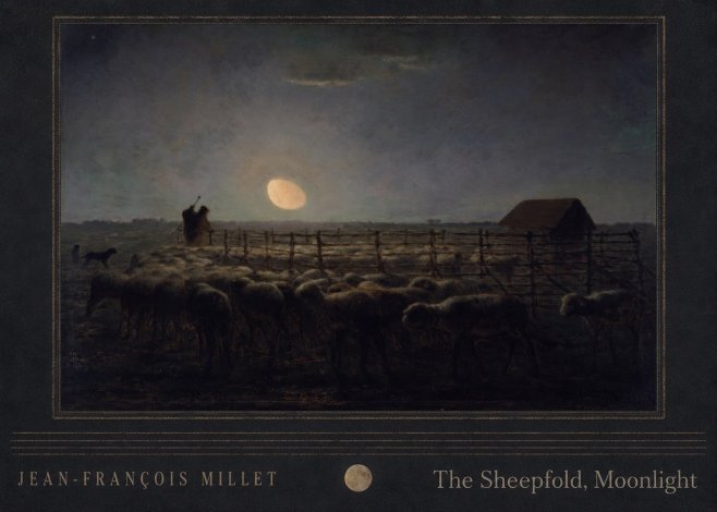 Jean-François Millet The Sheepfold, Moonlight No4 - Póster