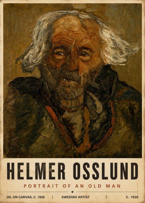 Helmer Osslund Portrait of an Old Man No6 - Póster