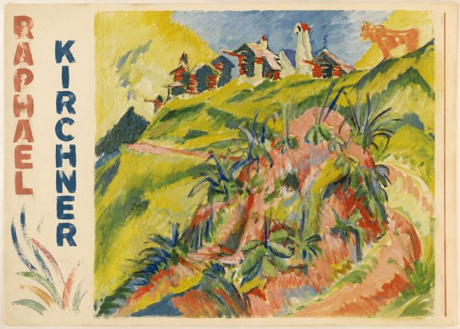 Raphael Kirchner Hillside Dwellings with Alpine Cow No5 - Póster