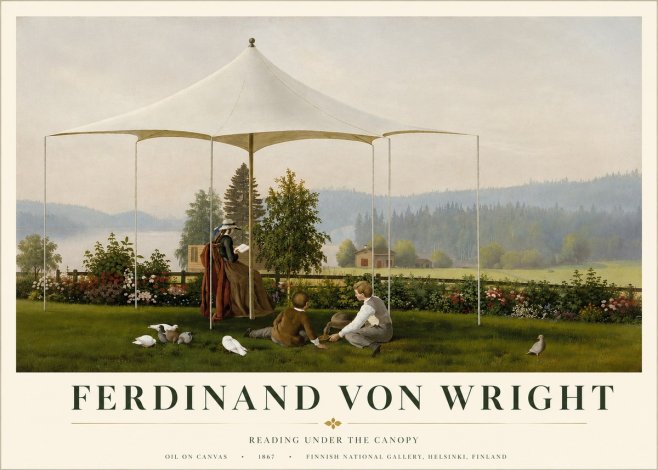 Ferdinand von Wright Reading Under the Canopy No3 - Póster
