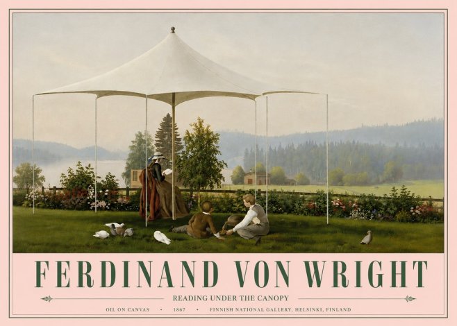 Ferdinand von Wright Reading Under the Canopy No6 - Póster