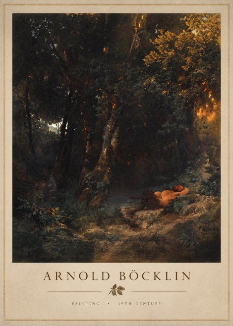 Arnold Böcklin A Faun Asleep No4 - Póster