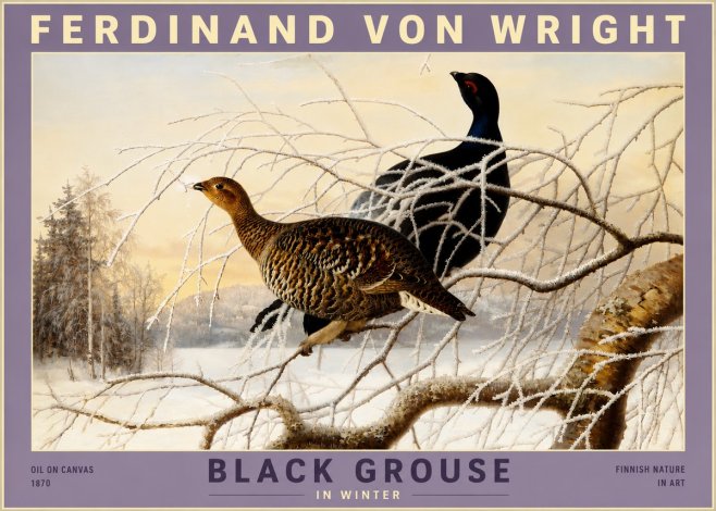 Ferdinand von Wright Black Grouse in Winter No3 - Póster