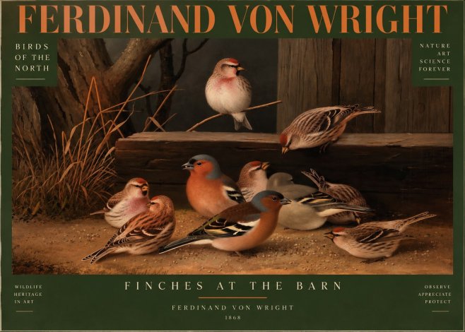 Ferdinand von Wright Finches No4 - Póster