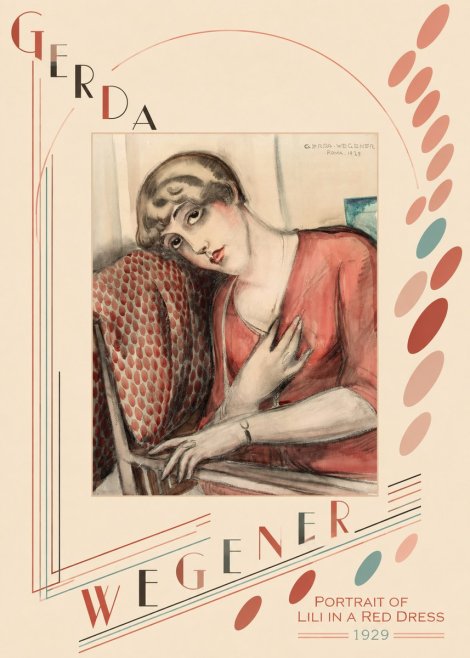 Gerda Wegener Portrait of Lili in a Red Dress No6 - Póster