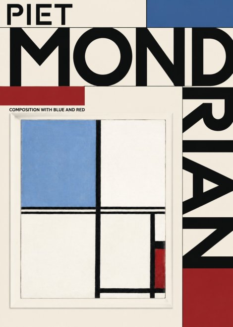 Piet Mondrian Composition with Blue and Red No3 - Póster