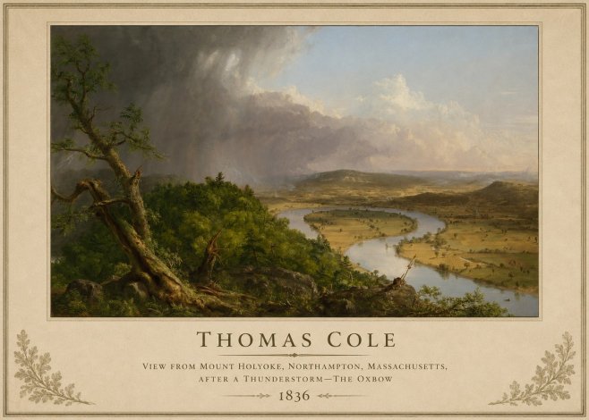 Thomas Cole View from Mount Holyoke, Northampton, Massachusetts, After a Thunderstorm—the Oxbow II No2 - Póster