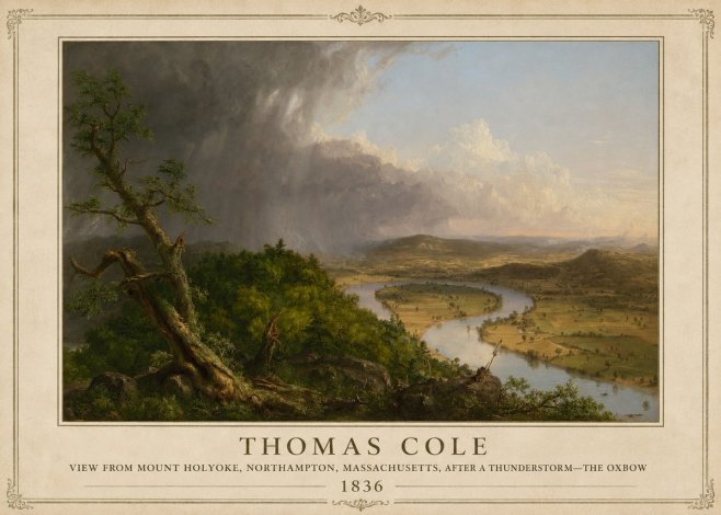 Thomas Cole View from Mount Holyoke, Northampton, Massachusetts, After a Thunderstorm—the Oxbow II No4 - Póster