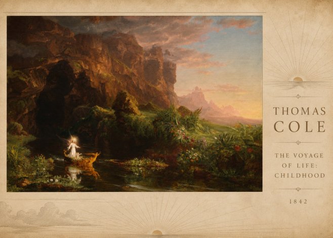 Thomas Cole The Voyage of Life: Childhood III No3 - Póster