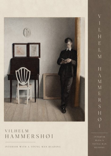 Vilhelm Hammershøi Interior with a Young Man Reading No2 - Póster