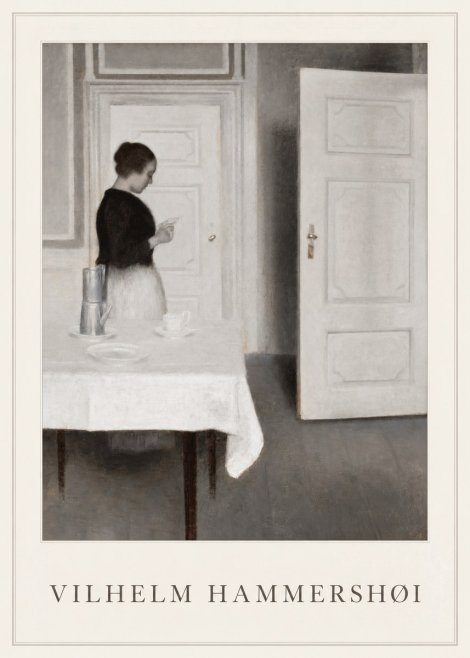 Vilhelm Hammershøi Interior with a Woman Reading a Letter No1 - Póster