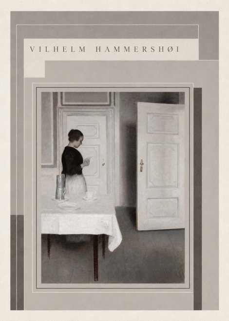 Vilhelm Hammershøi Interior with a Woman Reading a Letter No3 - Póster