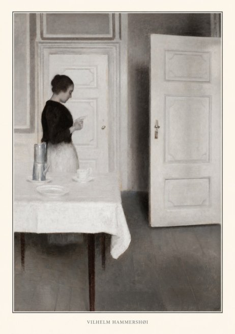Vilhelm Hammershøi Interior with a Woman Reading a Letter No4 - Póster