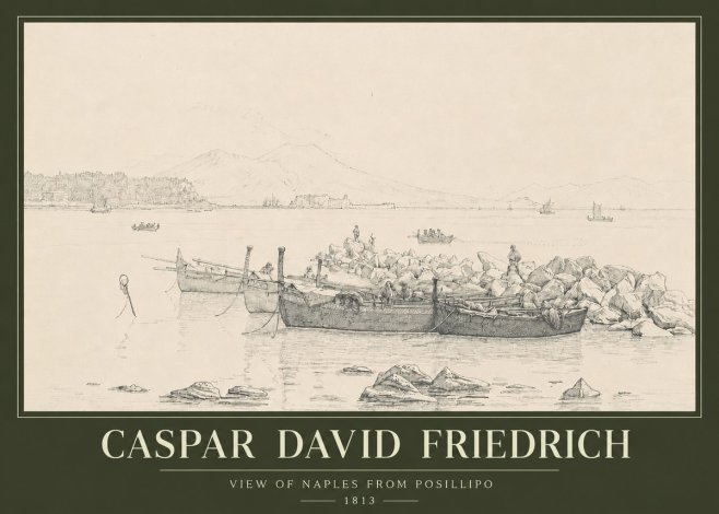 Caspar David Friedrich View of Naples from Posillipo No3 - Póster