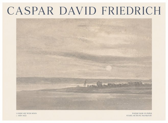 Caspar David Friedrich Landscape with Moon No1 - Póster