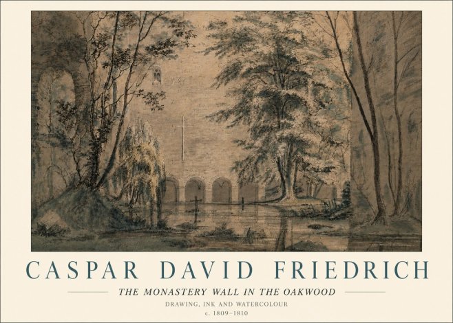 Caspar David Friedrich The Monastery Wall in the Oakwood No6 - Póster