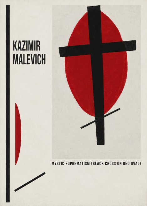 Kazimir Malevich Mystic Suprematism (Black Cross on Red Oval) No6 - Póster