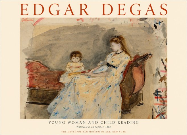 Edgar Degas Young Woman and Child Reading No1 - Póster