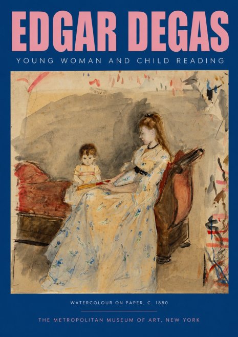 Edgar Degas Young Woman and Child Reading No2 - Póster