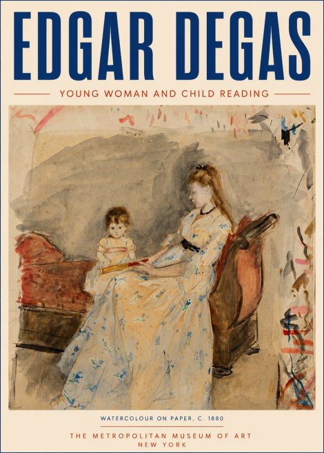 Edgar Degas Young Woman and Child Reading No6 - Póster