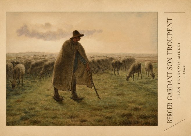 Jean-François Millet Berger Gardant Son Troupeau No3 - Póster