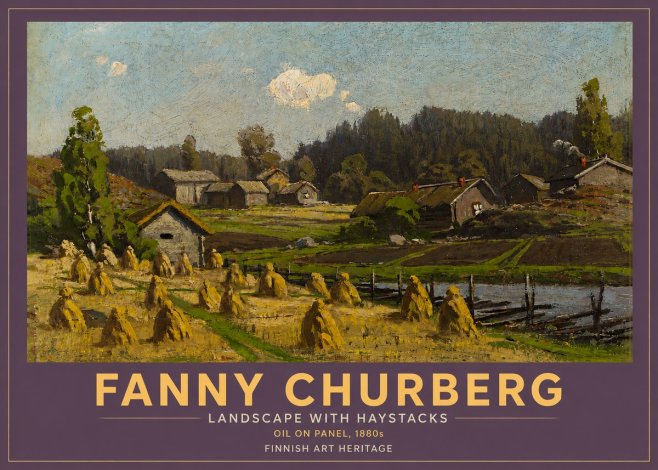Fanny Churberg Landscape with Haystacks No4 - Póster