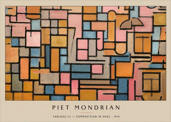 Piet Mondrian Tableau Iii — Composition in Oval No3 - Póster