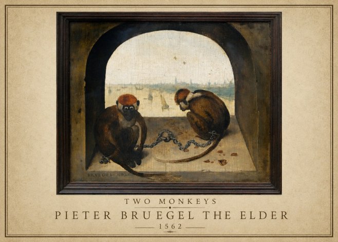 Pieter Bruegel Two Monkeys III No1 - Póster