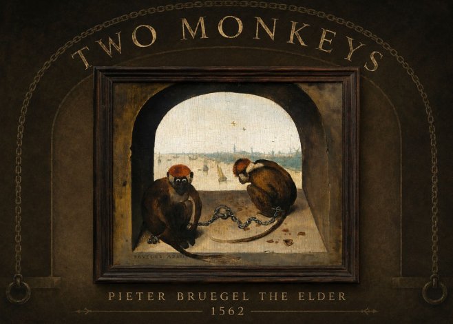 Pieter Bruegel Two Monkeys III No2 - Póster