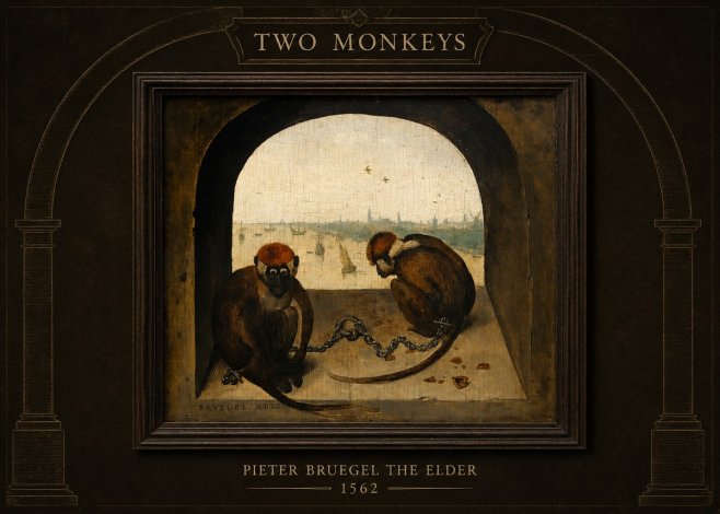 Pieter Bruegel Two Monkeys III No4 - Póster