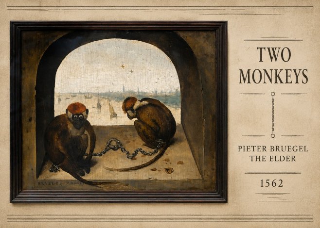 Pieter Bruegel Two Monkeys III No5 - Póster