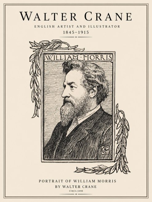 Walter Crane Portrait of William Morris No1 - Póster