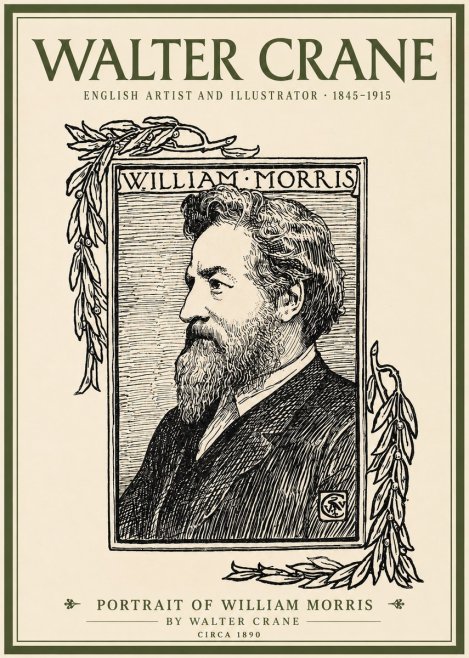 Walter Crane Portrait of William Morris No2 - Póster
