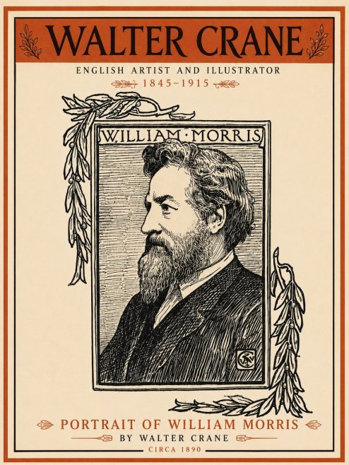 Walter Crane Portrait of William Morris No6 - Póster