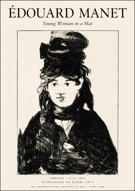 Édouard Manet Young Woman in a Hat II No1 - Póster
