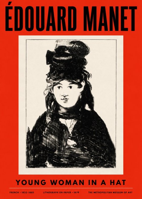 Édouard Manet Young Woman in a Hat II No2 - Póster