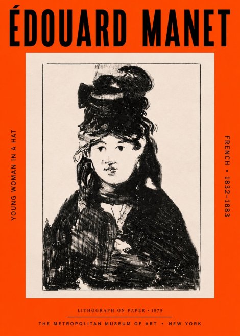 Édouard Manet Young Woman in a Hat II No3 - Póster