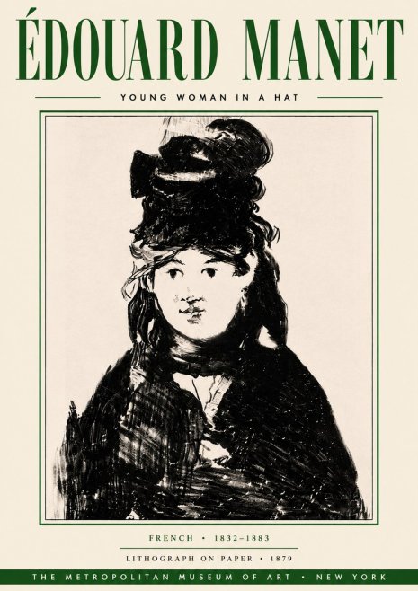 Édouard Manet Young Woman in a Hat II No6 - Póster