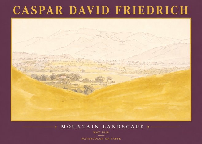 Caspar David Friedrich Mountain Landscape No6 - Póster